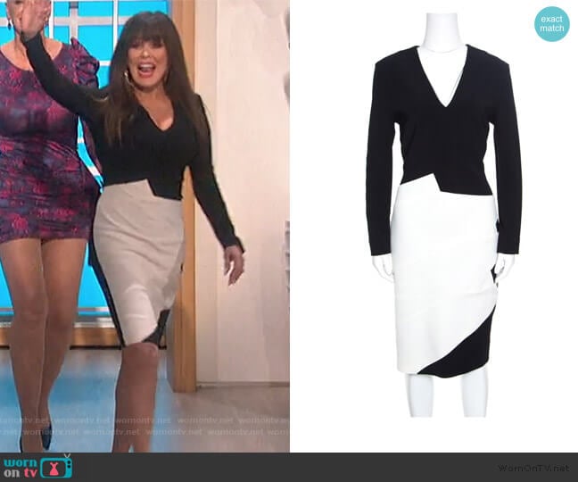 Roland Mouret Monochrome Colorblock Dress worn by Marie Osmond on The Talk