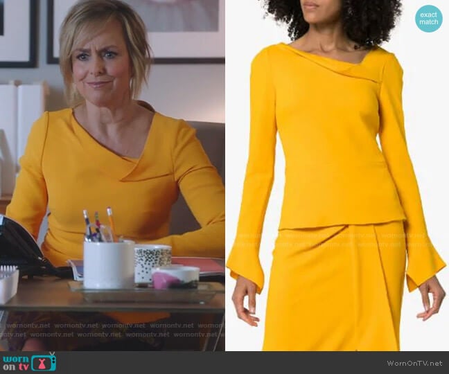 Roland Mouret Boronia Asymmetric-Neck Top worn by Jacqueline (Melora Hardin) on The Bold Type