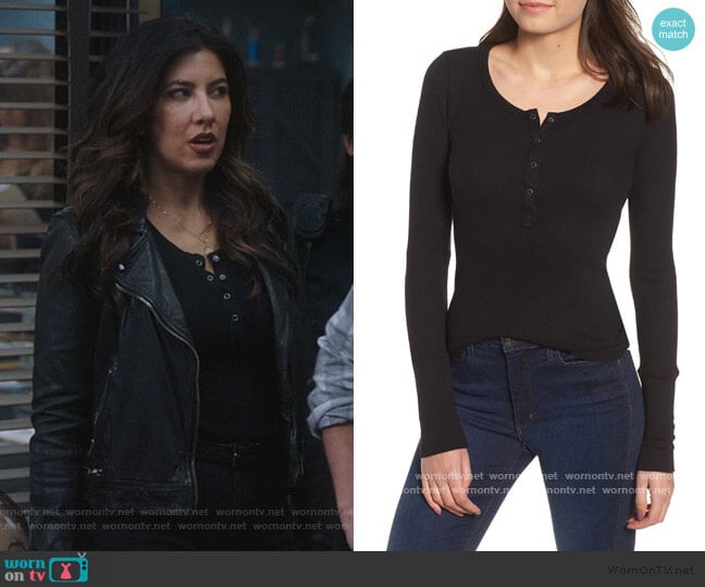 Splendid Classic Henley Thermal worn by Rosa Diaz (Stephanie Beatriz) on Brooklyn Nine-Nine