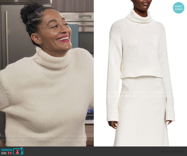 Sablyn Shay Cropped Cashmere Turtleneck Sweater worn by Rainbow Johnson (Tracee Ellis Ross) on Black-ish