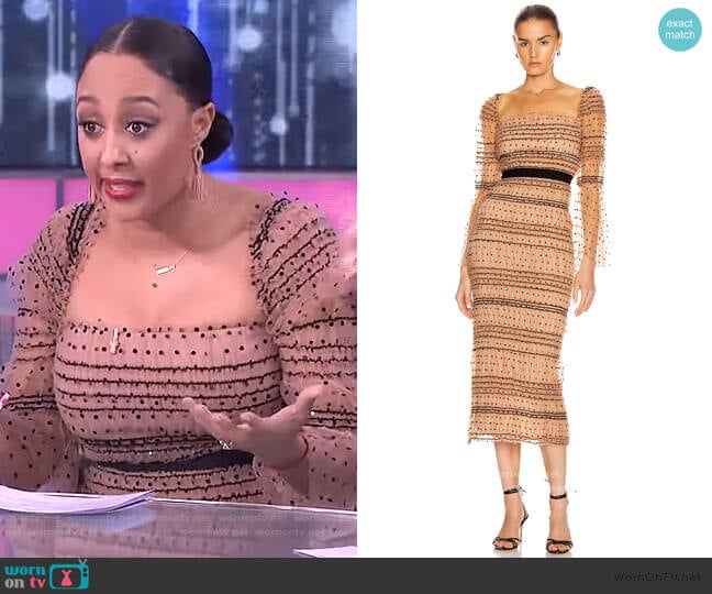 Self-Portrait Polka Dot Shirred Dress worn by Tamera Mowry on The Real