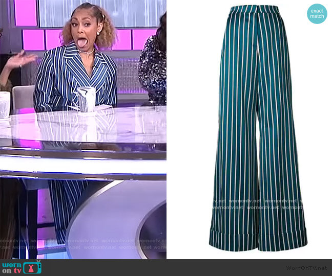 Self Portrait Striped Palazzo Trousers worn by Amanda Seales on The Real