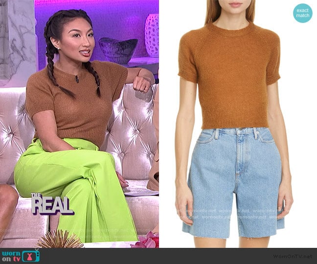 Simon Miller Flinder Short Sleeve Crop Sweater worn by Jeannie Mai on The Real