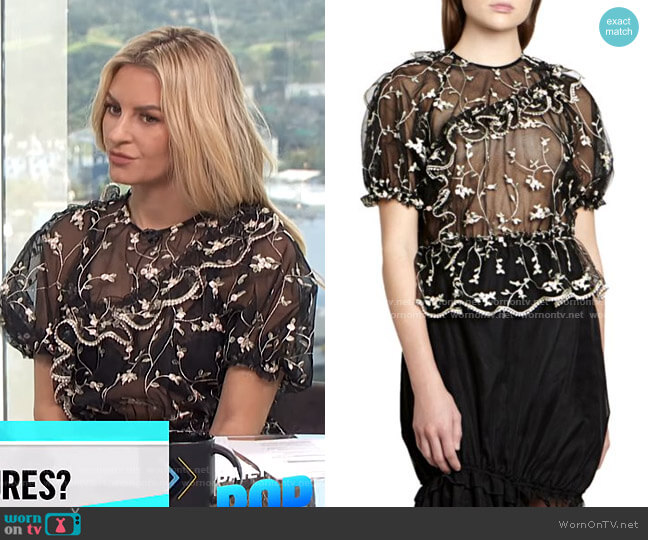 Simone Rocha Embroidered Lace Bubble Top worn by Morgan Stewart on E! News