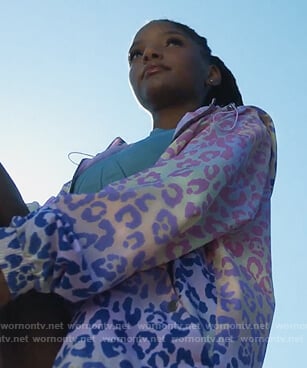 Skylar’s leopard ombre windbreaker jacket on Grown-ish