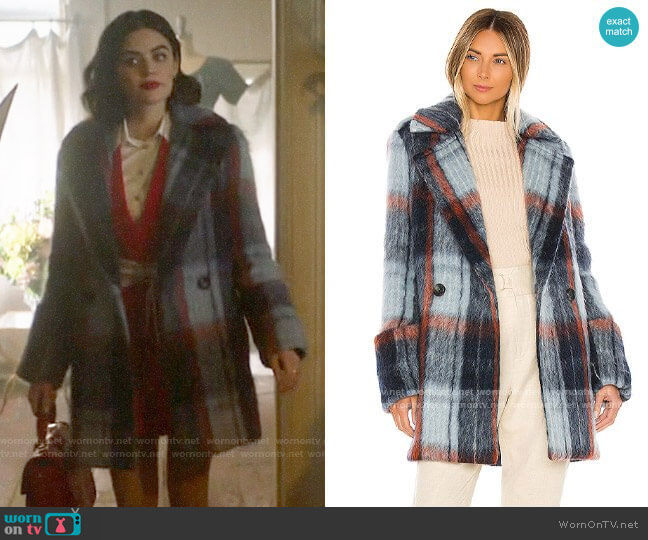 Smythe Car Coat in Mohair Plaid worn by Katy Keene (Lucy Hale) on Katy Keene