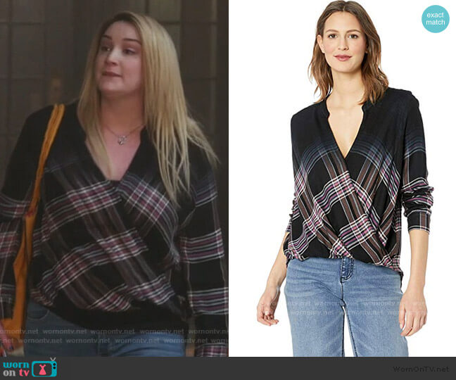 Splendid Hyperion Plaid Surplice Top worn by Davia (Emma Hunton) on Good Trouble