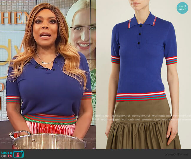 Stella Jean Contrast-striped Knit Polo Shirt worn by Wendy Williams on The Wendy Williams Show