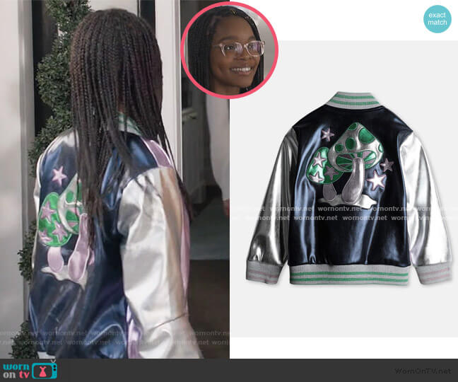 Stella McCartney Metallic Bomber Jacket worn by Diane Johnson (Marsai Martin) on Black-ish