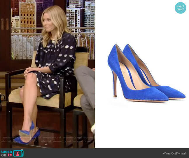 by Gianvito Rossi Suede Pumps worn by Kelly Ripa on Live with Kelly and Mark