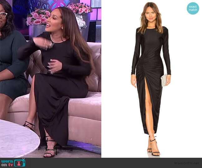 Superdown Sarah Ruched Maxi Dress worn by Adrienne Houghton on The Real