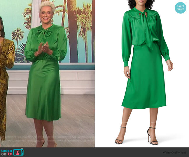Sweet Baby Jamie Green Tie Neck Blouse