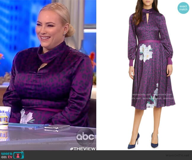 Ted Baker Jhenni Wilderness Mix Print Long Sleeve Dress worn by Meghan McCain on The View