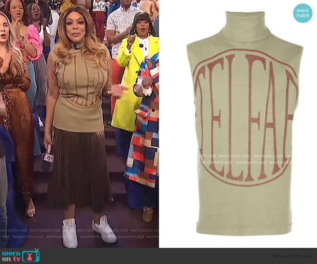 Telfar Logo Print Halterneck Top worn by Wendy Williams on The Wendy Williams Show