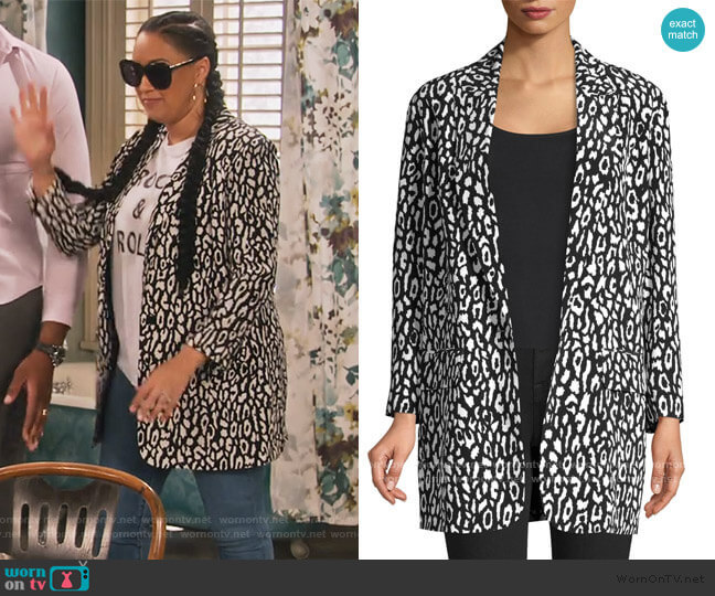The Kooples Animal Printed Blazer worn by Cocoa McKellan (Tia Mowry-Hardrict) on Family Reunion