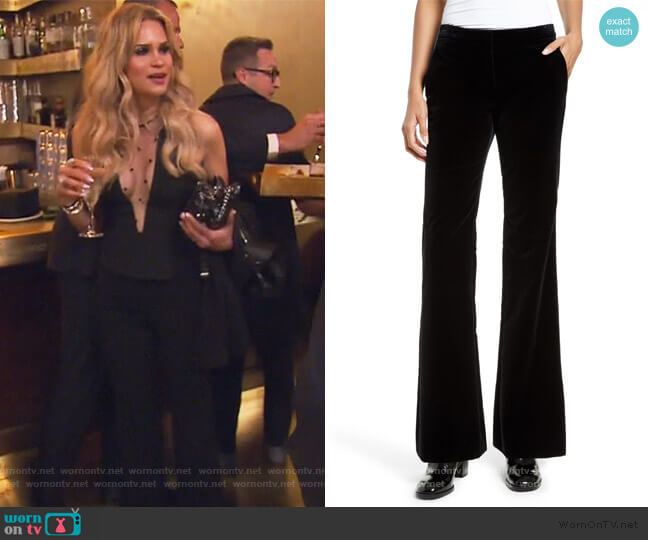 Theory Caroleena Flare Leg Velvet Pants worn by Jackie Goldschneider on The Real Housewives of New Jersey