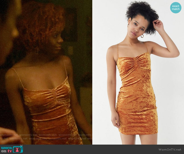 Urban Outfitters Kendall Crushed Velvet Mini Dress worn by Josie McCoy (Ashleigh Murray) on Katy Keene
