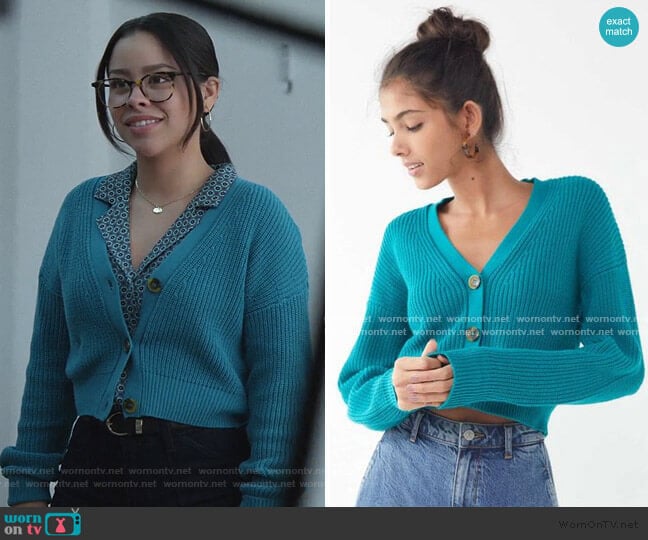 Urban Outfitters Kai Cropped Cardigan worn by Mariana Foster (Cierra Ramirez) on Good Trouble