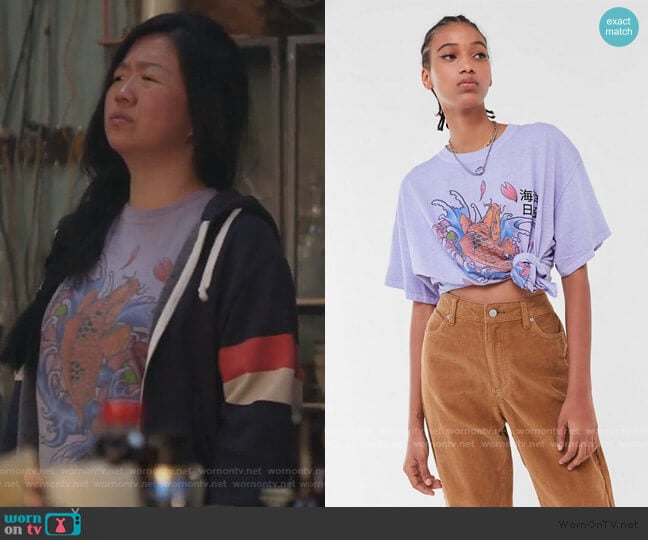 Urban Outfitters Koi Fish Oversized Tee worn by Alice Kwan (Sherry Cola) on Good Trouble