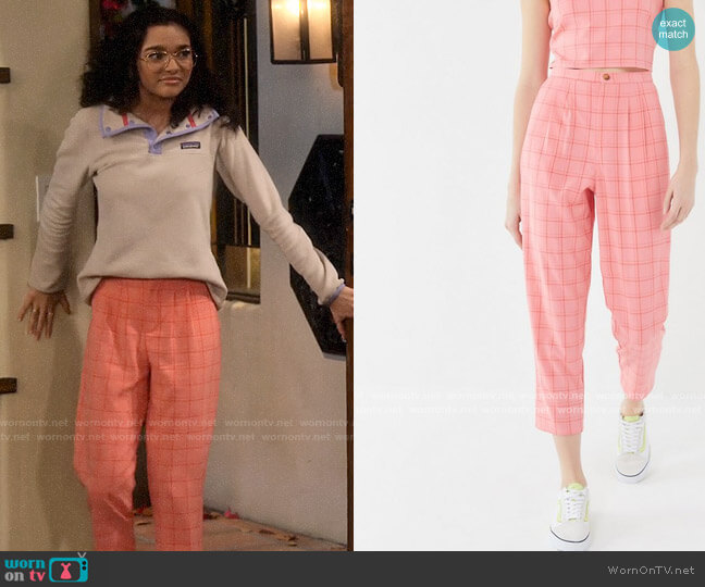 Urban Renewal Remnants Watermelon Plaid Trouser Pant worn by Ashley Garcia (Paulina Chávez) on The Expanding Universe of Ashley Garcia