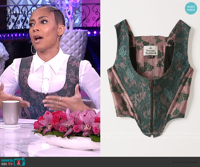 Vivienne Westwood Cage Green Floral Corset worn by Amanda Seales on The Real