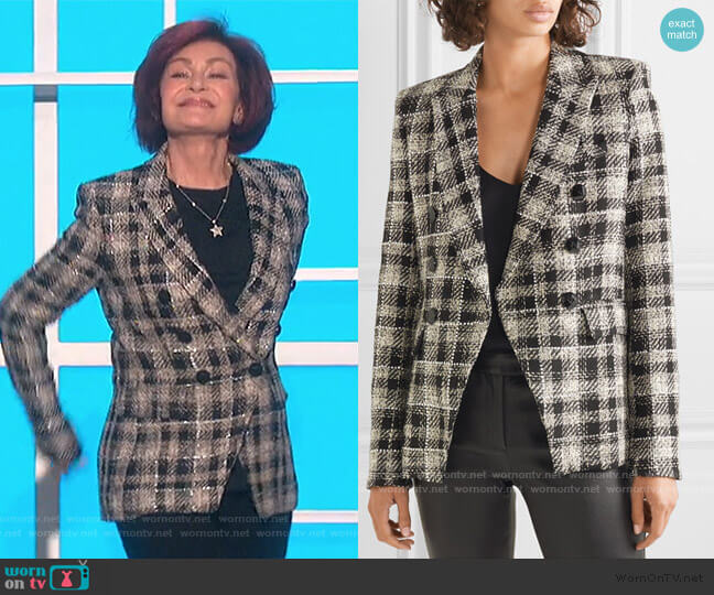 Veronica Beard Miller Dickey Crystal-Embellished Tweed Blazer worn by Sharon Osbourne on The Talk