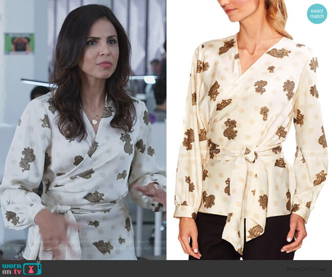 Vince Camuto White Paisley Print Blouse