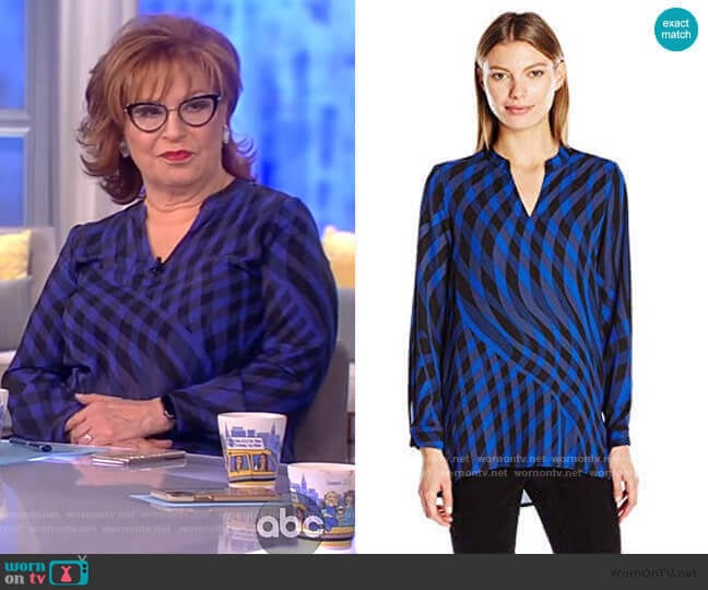 Vince Camuto Sleeve Swept Check Blouse worn by Joy Behar on The View