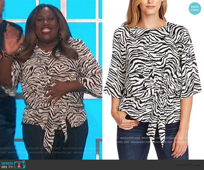 Vince Camuto Tie-Front Keyhole Top worn by Sheryl Underwood on The Talk