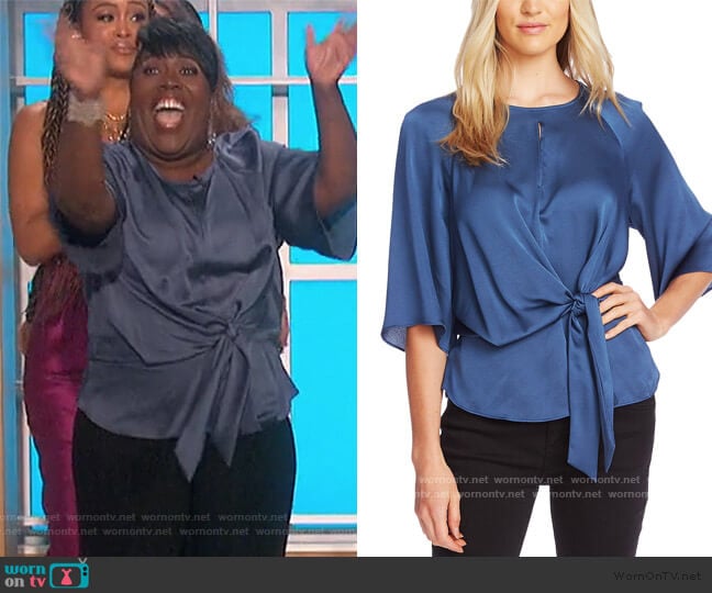 Vince Camuto Tie-Front Keyhole Top worn by Sheryl Underwood on The Talk