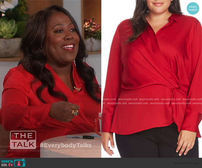 Vince Camuto Twist Front Satin Top worn by Sheryl Underwood on The Talk