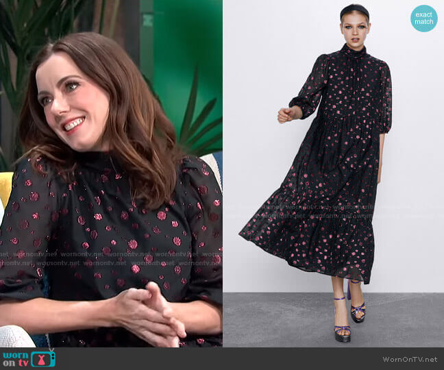 Zara Voluminous Midi Dress worn by Melanie Bromley on E! News