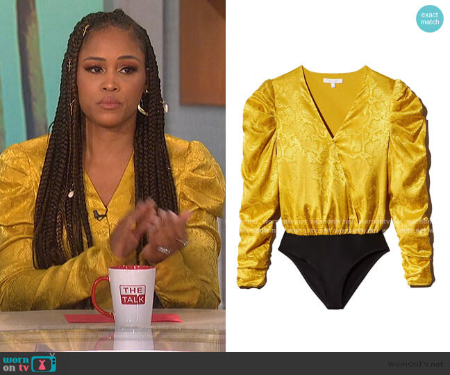 Wayf Sav Puff-Sleeve Bodysuit worn by Eve on The Talk