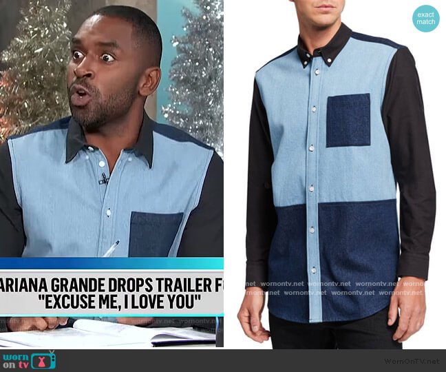Wesc Olavi Blocked Sport Shirt worn by Justin Sylvester on E! News