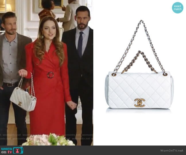 Chanel Quilted Leather Pondicherry Medium Flap Bag worn by Fallon Carrington (Elizabeth Gillies) on Dynasty