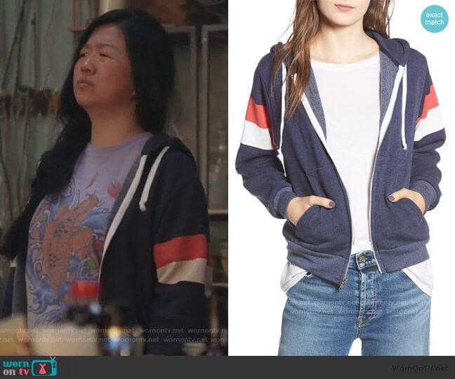 Wildfox Regan Varsity Stripe Zip Hoodie worn by Alice Kwan (Sherry Cola) on Good Trouble