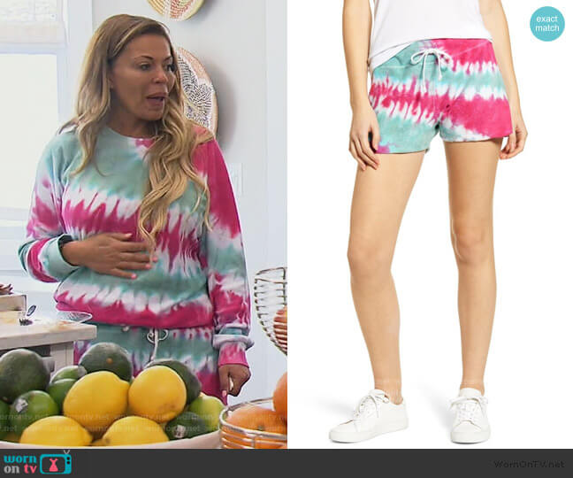 Wildfox Splendid Kassidy Tie Dye Terry Shorts worn by Dolores Catania on The Real Housewives of New Jersey
