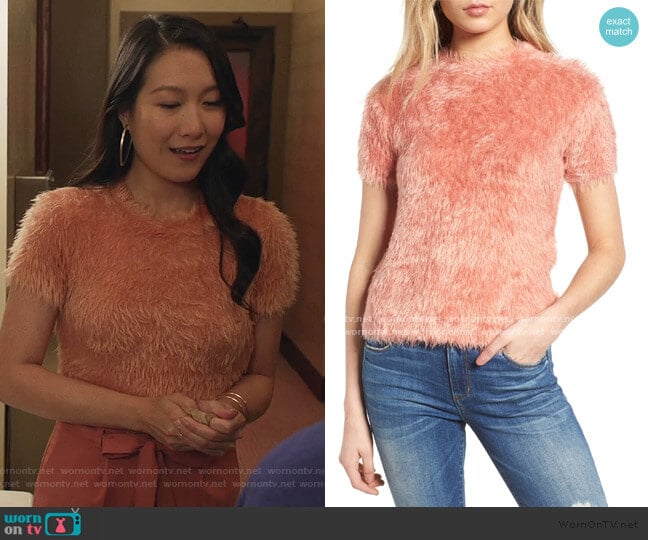 Woven Heart Eyelash Sweater worn by Sumi (Kara Wang) on Good Trouble