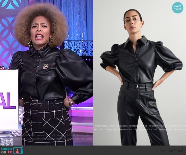 Zara Faux Leather Shirt worn by Amanda Seales on The Real