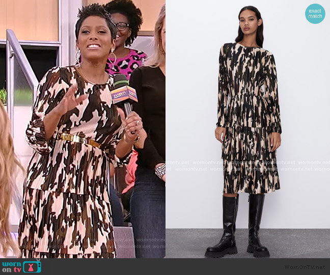 Zara Printed Pleated Dress worn by Tamron Hall on Tamron Hall Show
