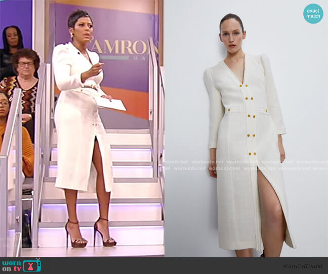 Zara Tweed Midi Dress worn by Tamron Hall on Tamron Hall Show