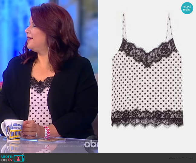 Zara Lace Trim Polka Dot Camisole worn by Joy Behar on The View
