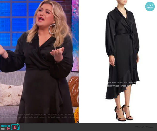 Zimmermann Silk Wrap Flounce Dress worn by Kelly Clarkson on The Kelly Clarkson Show
