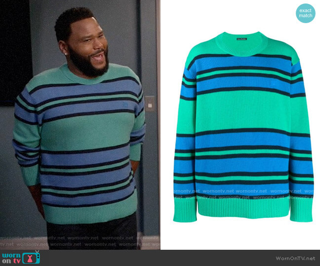 Acne Studios Face Patch Striped Jumper worn by Andre Johnson (Anthony Anderson) on Black-ish