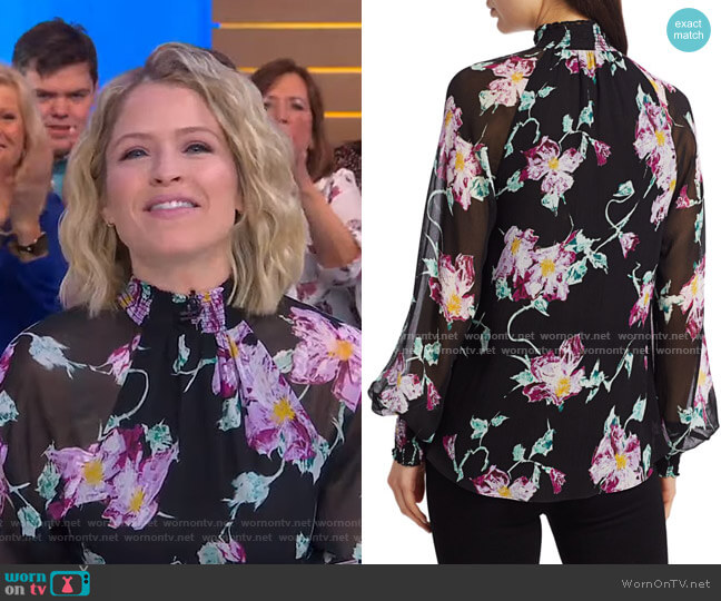 A.L.C. Venetia Floral Silk Blouse worn by Sara Haines on Good Morning America
