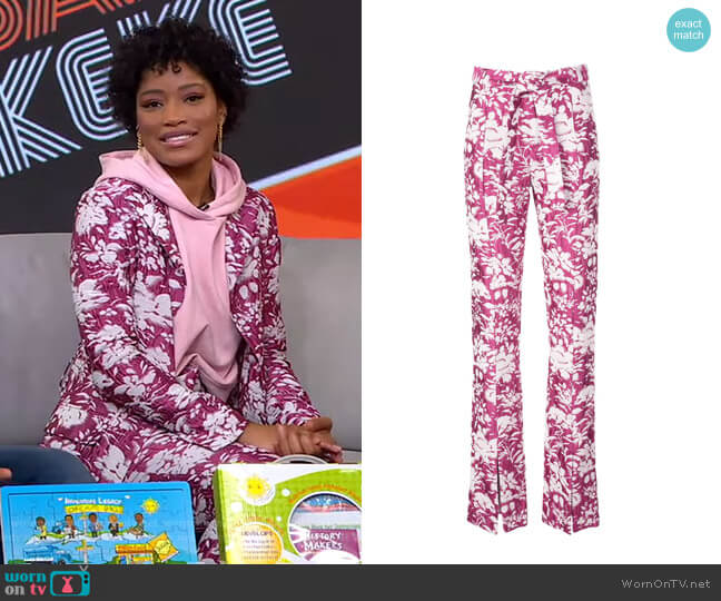 Alexis Burgos Floral Print Trousers worn by Keke Palmer on Good Morning America