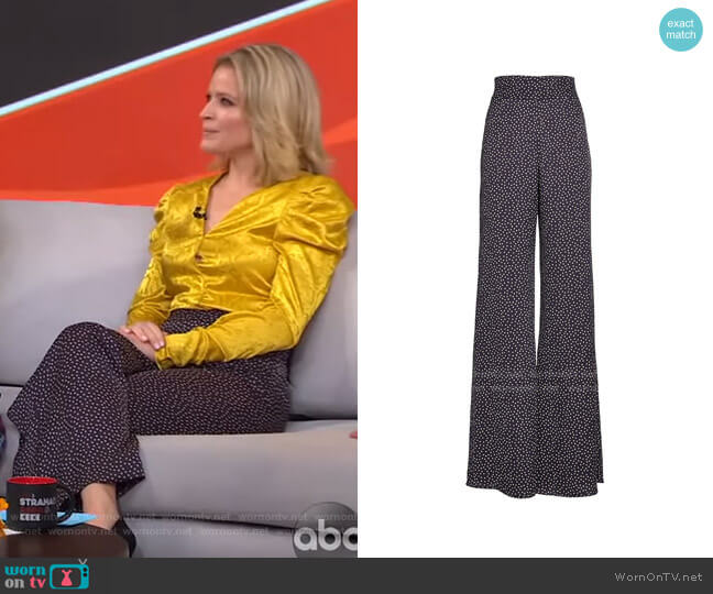 Alexis Minna Flared Polka Dot Trousers worn by Sara Haines on Good Morning America