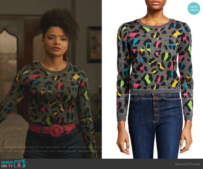 Alice + Olivia Rhodes Crewneck Long-Sleeve Top worn by Vanessa (Jade Payton) on Dynasty