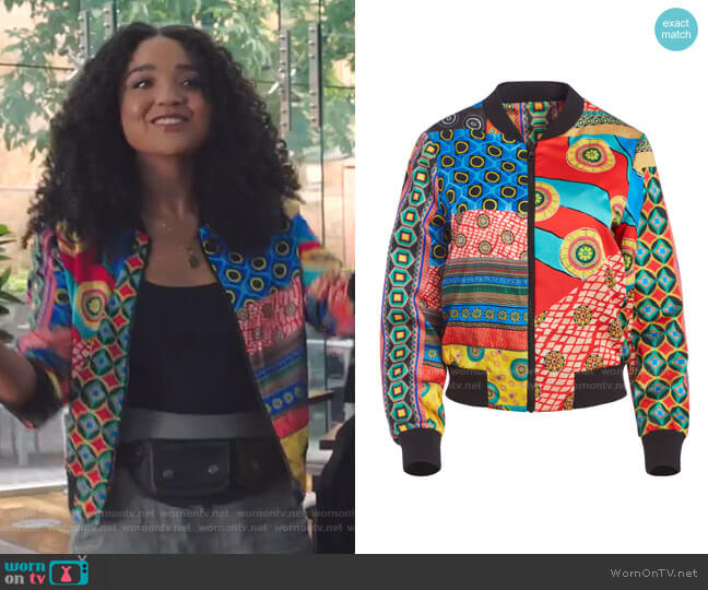 Alice + Olivia Lonnie Bomber Jacket worn by Kat Edison (Aisha Dee) on The Bold Type
