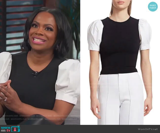 Alice + Olivia Aubrey Puff Sleeve Crop Top